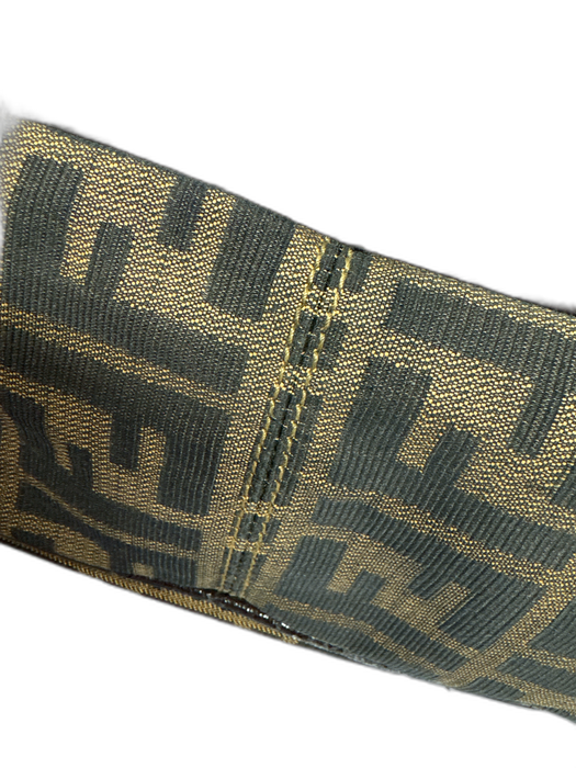 Fendi Brown & Black Canvas Leather Accent Gold Tone Hardware Monogram Bag Brown & Black