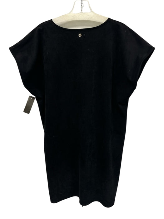 Marie Oliver Size L Black Polyester & Spandex Faux Suede Cap Sleeve Fringe Dress Black / L