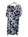 St John Size 12 Blue, Black & Pink Silk Round Neck Back Zip Half Sleeve Dress Blue, Black & Pink / 12