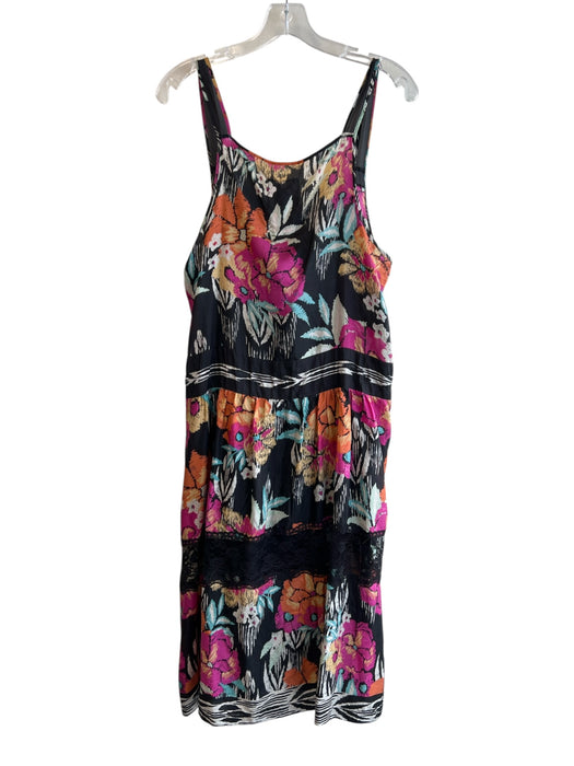 Johnny Was Size Medium Black & Multi Silk Sleeveless Abstract Floral Dress Black & Multi / Medium