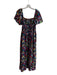 Tanya Taylor Size Medium Navy & Multi Silk Abstract Floral Short Sleeve Dress Navy & Multi / Medium