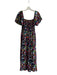Tanya Taylor Size Medium Navy & Multi Silk Abstract Floral Short Sleeve Dress Navy & Multi / Medium