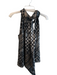 Ramy Brook Size M Black & Blue Polyester Sleeveless Abstract Print Neck Tie Top Black & Blue / M