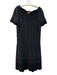 Tory Burch Size L Black & Gray Merino Wool Knit Scallop Detail Chevron Dress Black & Gray / L