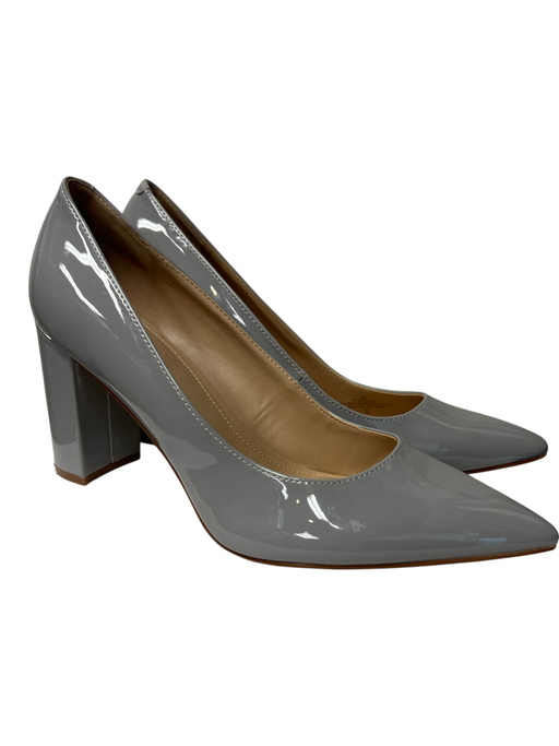 Marc Fisher Shoe Size 9 Gray Patent Leather Pointed Toe Block Heel Pump Shoes Gray / 9