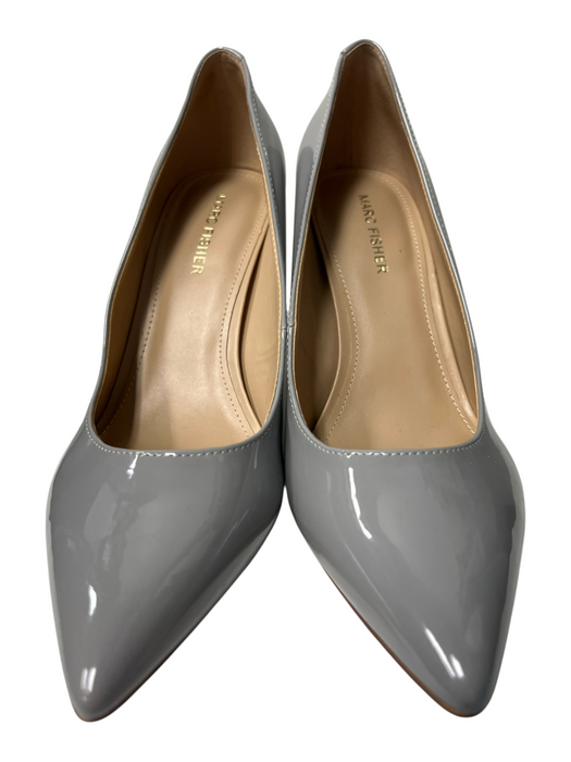Marc Fisher Shoe Size 9 Gray Patent Leather Pointed Toe Block Heel Pump Shoes Gray / 9