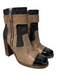 Chanel Shoe Size 41.5 brown & black Round Toe Side Zip Knit Detail Boots 41.5