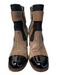 Chanel Shoe Size 41.5 brown & black Round Toe Side Zip Knit Detail Boots 41.5