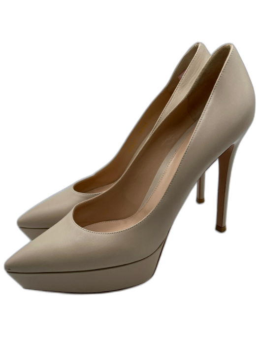 Gianvito Rossi Shoe Size 41 Taupe Leather Pointed Toe Platform Stiletto Pumps Taupe / 41