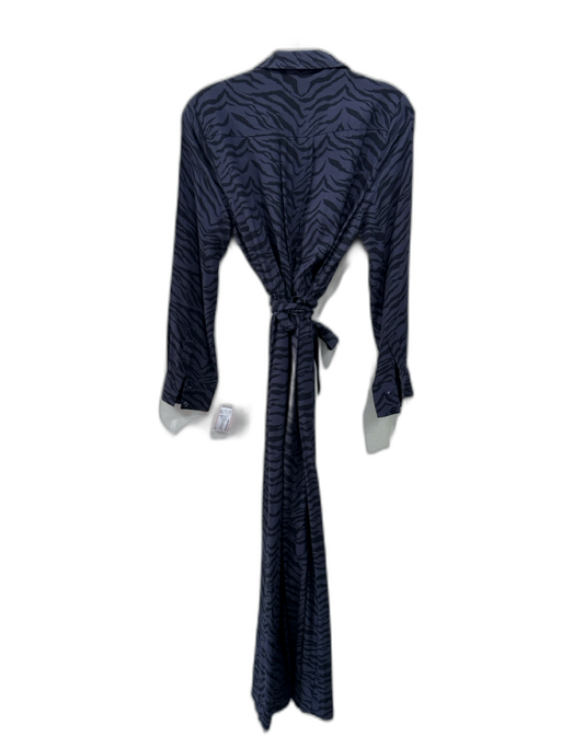 Rails Size S Navy & Black Viscose Long Sleeve Zebra Print Button Up Jumpsuit Navy & Black / S