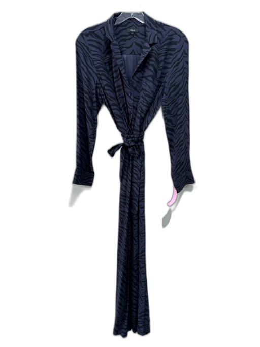 Rails Size S Navy & Black Viscose Long Sleeve Zebra Print Button Up Jumpsuit Navy & Black / S