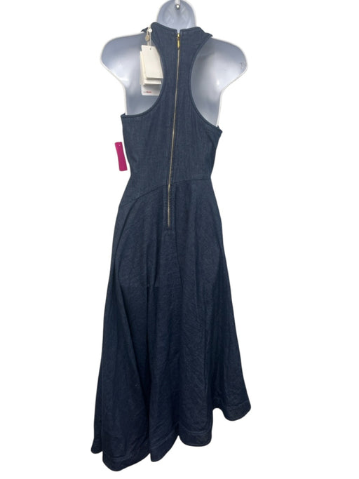 Zimmermann Size 0 Dark Wash Cotton Scoop Neck Midi Denim Sleeveless Dress Dark Wash / 0