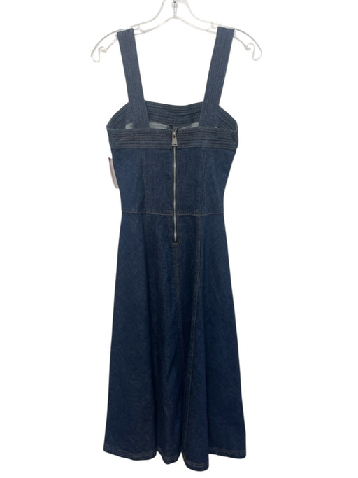 Simkhai Size 2 Dark Wash Cotton Denim Sleeveless Stitch Detail Midi Dress Dark Wash / 2