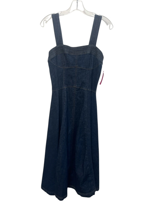 Simkhai Size 2 Dark Wash Cotton Denim Sleeveless Stitch Detail Midi Dress Dark Wash / 2