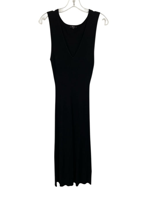 Rails Size S Black Rayon & Polyester Sleeveless Rib Knit V Neck Midi Dress Black / S