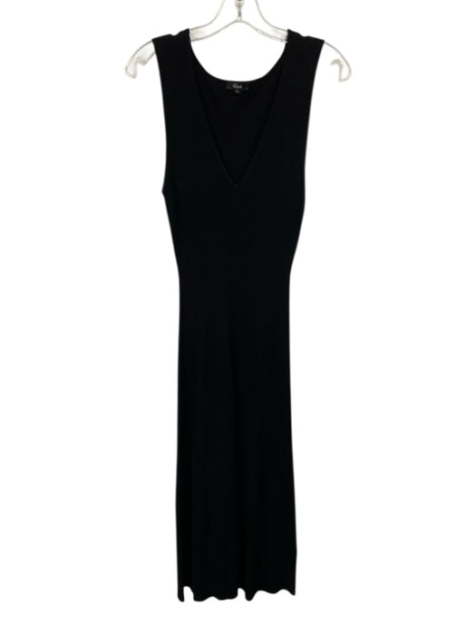 Rails Size S Black Rayon & Polyester Sleeveless Rib Knit V Neck Midi Dress Black / S