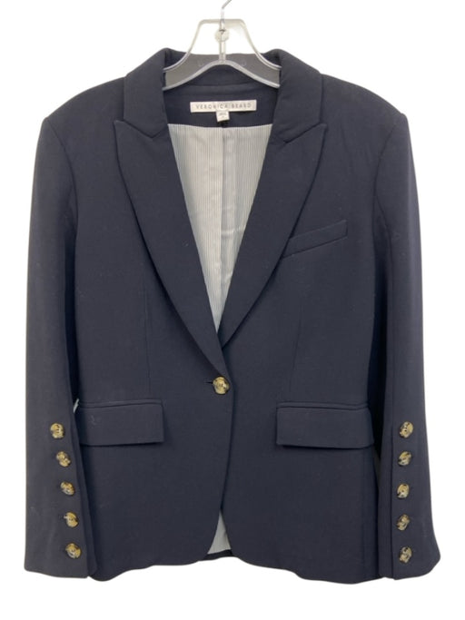 Veronica Beard Size 6 Navy Blue Polyester & Viscose Single Button Blazer Jacket Navy Blue / 6