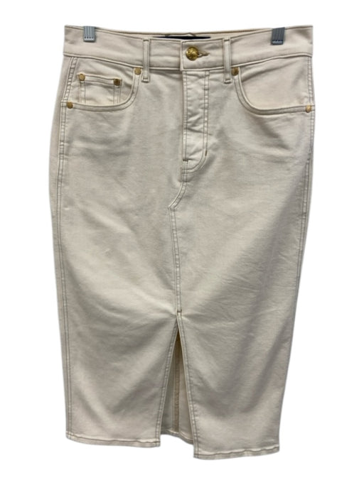 Veronica Beard Jeans Size 6 Cream Cotton Denim Zip Fly Contrast Stitch Skirt Cream / 6
