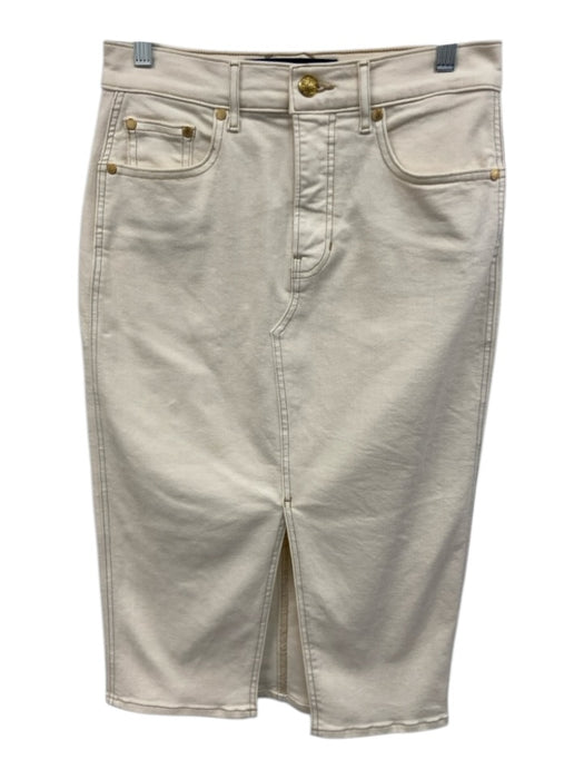 Veronica Beard Jeans Size 6 Cream Cotton Denim Zip Fly Contrast Stitch Skirt Cream / 6