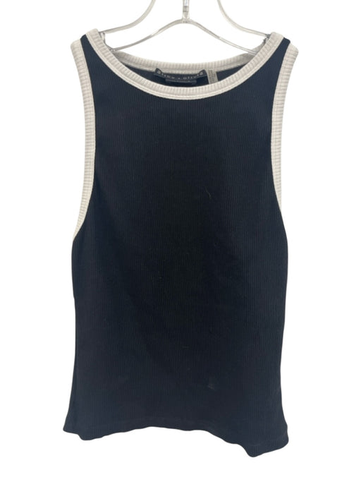 Alice + Olivia Classics Size S Black & White Cotton Ribbed Sleeveless Tank Top Black & White / S