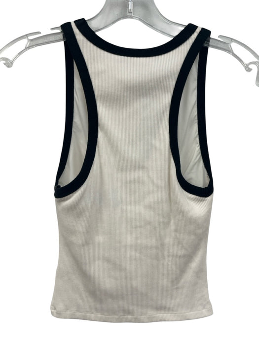 Alice + Olivia Classics Size S White & Black Cotton Ribbed Sleeveless Tank Top White & Black / S