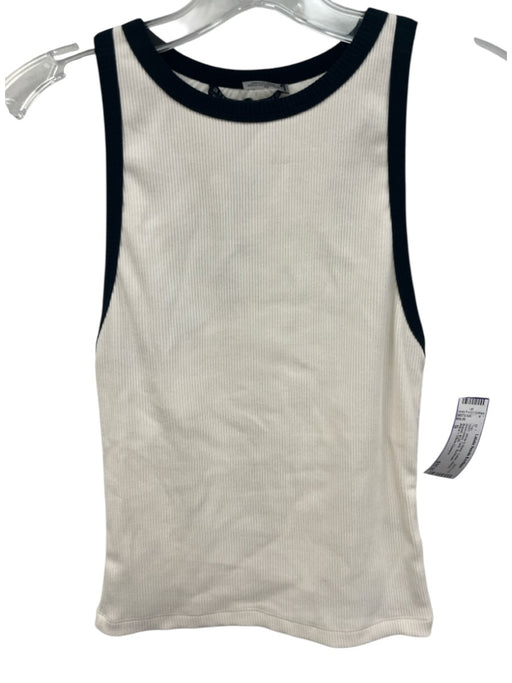 Alice + Olivia Classics Size S White & Black Cotton Ribbed Sleeveless Tank Top White & Black / S
