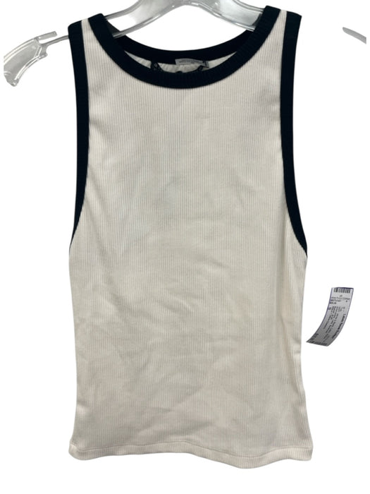 Alice + Olivia Classics Size S White & Black Cotton Ribbed Sleeveless Tank Top White & Black / S