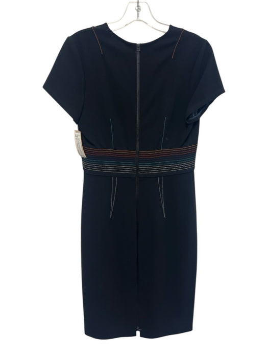 Diane Von Furstenberg Size 8 Black & Multi Triacetate & Polyester V Neck Dress Black & Multi / 8