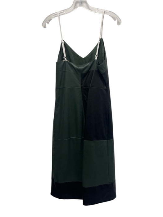 Staud Size S Green & Black Polyurethane Sleeveless Color Block Open Back Dress Green & Black / S