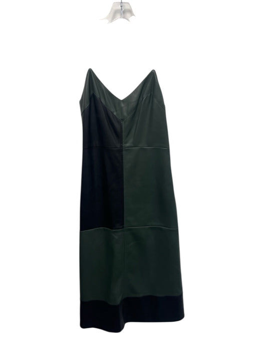 Staud Size S Green & Black Polyurethane Sleeveless Color Block Open Back Dress Green & Black / S