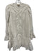 Sezane Size 36 White Cotton Long Sleeve Button Up pleats Lace Detail Dress White / 36