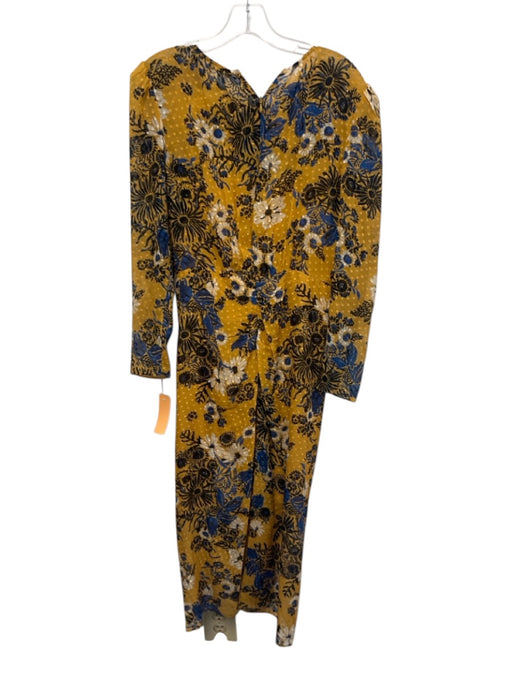 Veronica Beard Size 6 Yellow, Black & Blue Silk & Rayon Long Sleeve Floral Dress Yellow, Black & Blue / 6