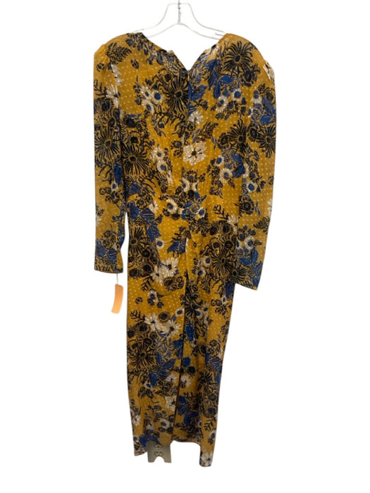 Veronica Beard Size 6 Yellow, Black & Blue Silk & Rayon Long Sleeve Floral Dress Yellow, Black & Blue / 6