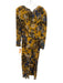 Veronica Beard Size 6 Yellow, Black & Blue Silk & Rayon Long Sleeve Floral Dress Yellow, Black & Blue / 6