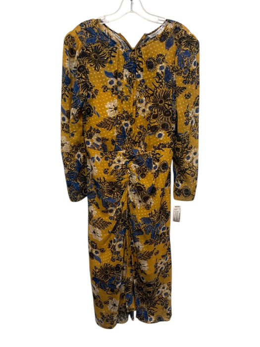 Veronica Beard Size 6 Yellow, Black & Blue Silk & Rayon Long Sleeve Floral Dress Yellow, Black & Blue / 6