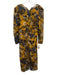 Veronica Beard Size 6 Yellow, Black & Blue Silk & Rayon Long Sleeve Floral Dress Yellow, Black & Blue / 6