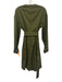 Victoria Beckham Size 6 Olive Green Cotton Long Sleeve Zip Front Midi Dress Olive Green / 6