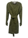 Victoria Beckham Size 6 Olive Green Cotton Long Sleeve Zip Front Midi Dress Olive Green / 6