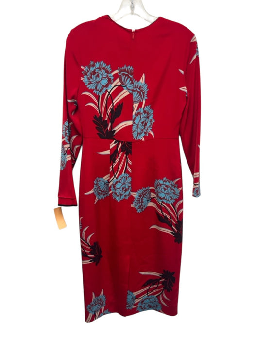 Diane Von Furstenberg Size Est S Red & Multi Viscose & Silk Long Sleeve Dress Red & Multi / Est S