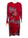 Diane Von Furstenberg Size Est S Red & Multi Viscose & Silk Long Sleeve Dress Red & Multi / Est S