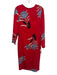 Diane Von Furstenberg Size Est S Red & Multi Viscose & Silk Long Sleeve Dress Red & Multi / Est S