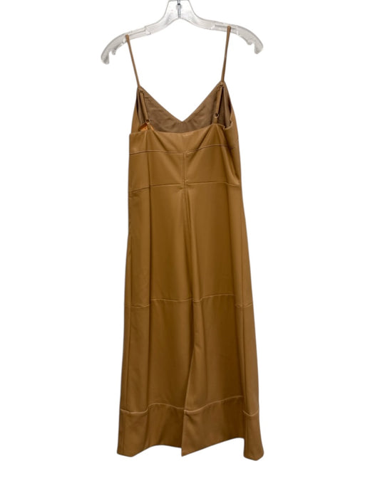 Staud Size S Light Brown Polyurethane Sleeveless Side Slit Midi Dress Light Brown / S
