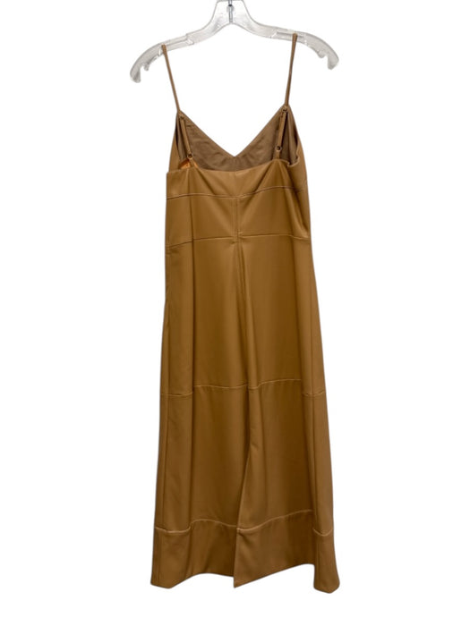 Staud Size S Light Brown Polyurethane Sleeveless Side Slit Midi Dress Light Brown / S