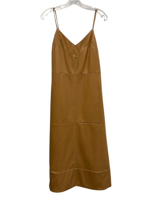 Staud Size S Light Brown Polyurethane Sleeveless Side Slit Midi Dress Light Brown / S