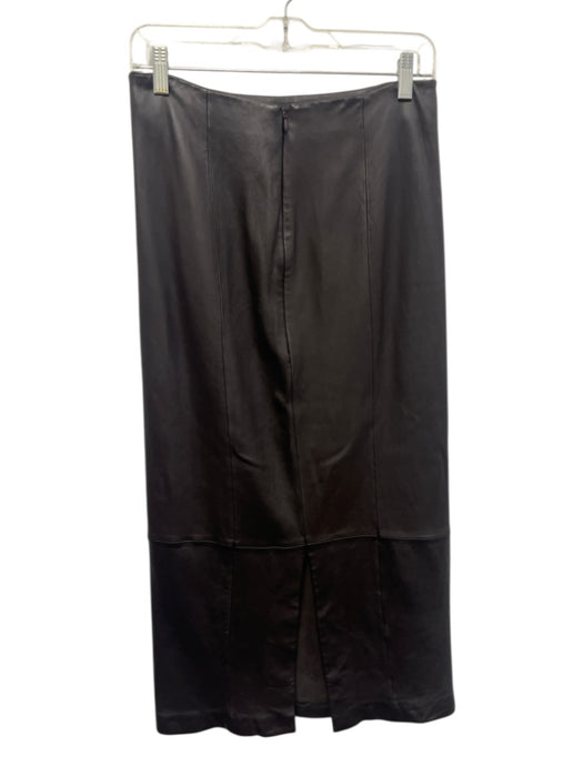 Jenni Kayne Size S Dark Brown Leather Midi Back Zip Skirt Dark Brown / S