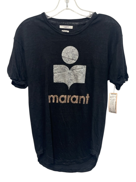 Isabel Etoile Marant Size S Black & Multi Linen Short Sleeve Painted Top Black & Multi / S