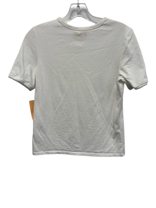Sezane Size S White Cotton Short Sleeve Scallop Detail Top White / S