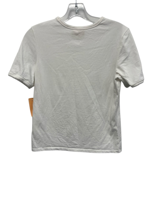 Sezane Size S White Cotton Short Sleeve Scallop Detail Top White / S