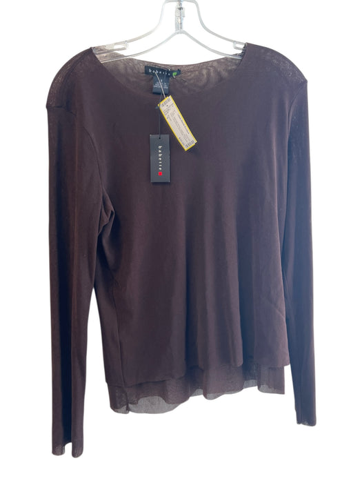 Babette Size S Espresso Brown Nylon Round Neck Long Sleeve Semi Sheer Top Espresso Brown / S