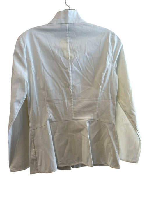Lafayette 148 Size 2 White Cotton Blend High Neck Zip Front Long Sleeve Jacket White / 2